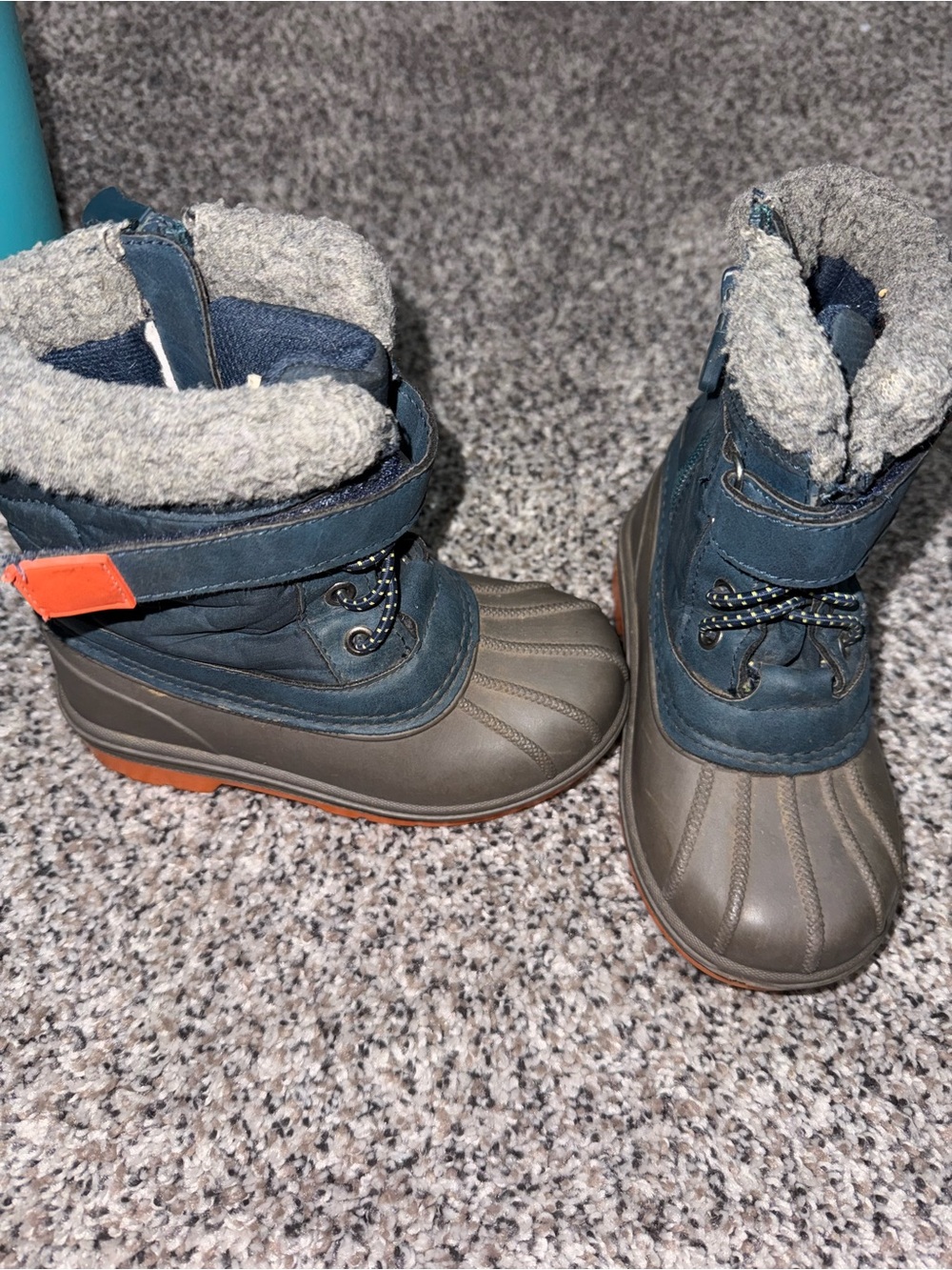 Kids Insulated Waterproof Snow Boots in Navy and Olive
